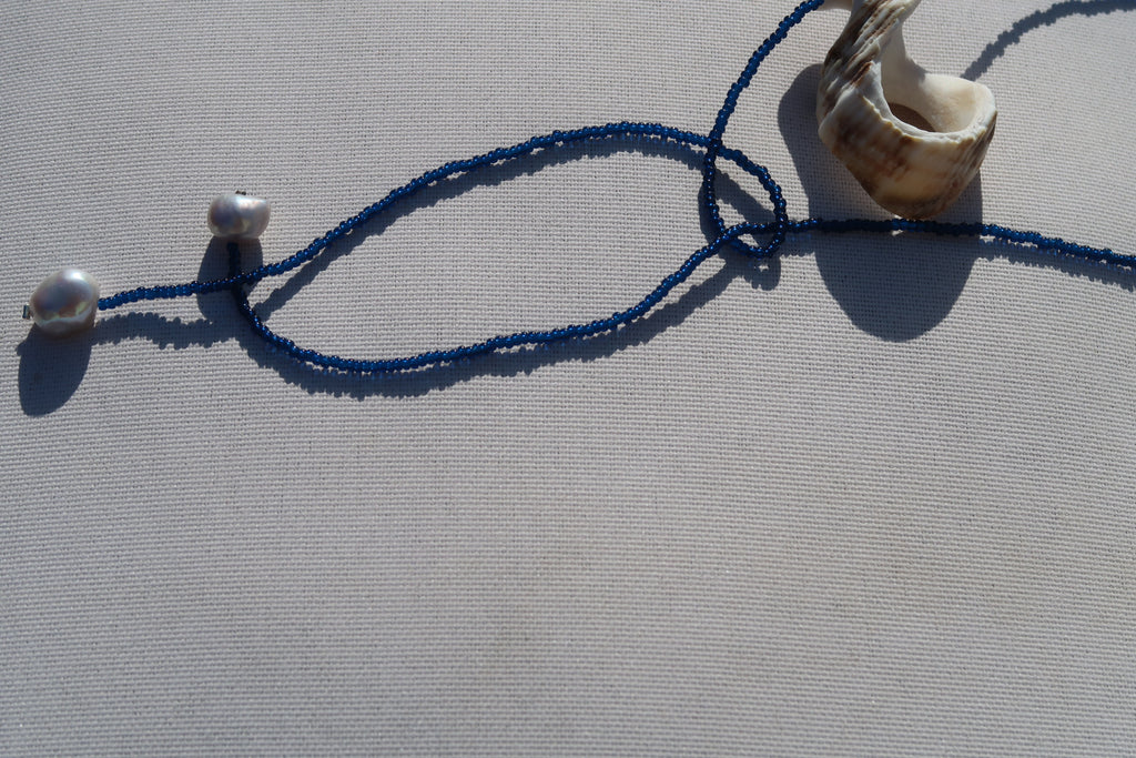 Blue and pearl necklace