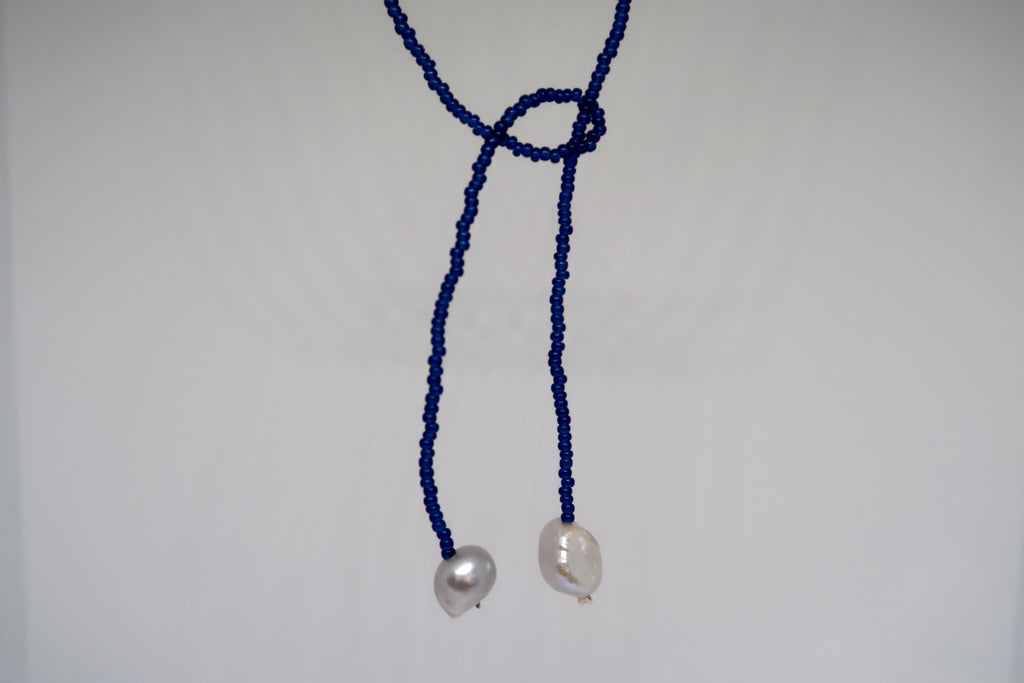 Blue and pearl necklace